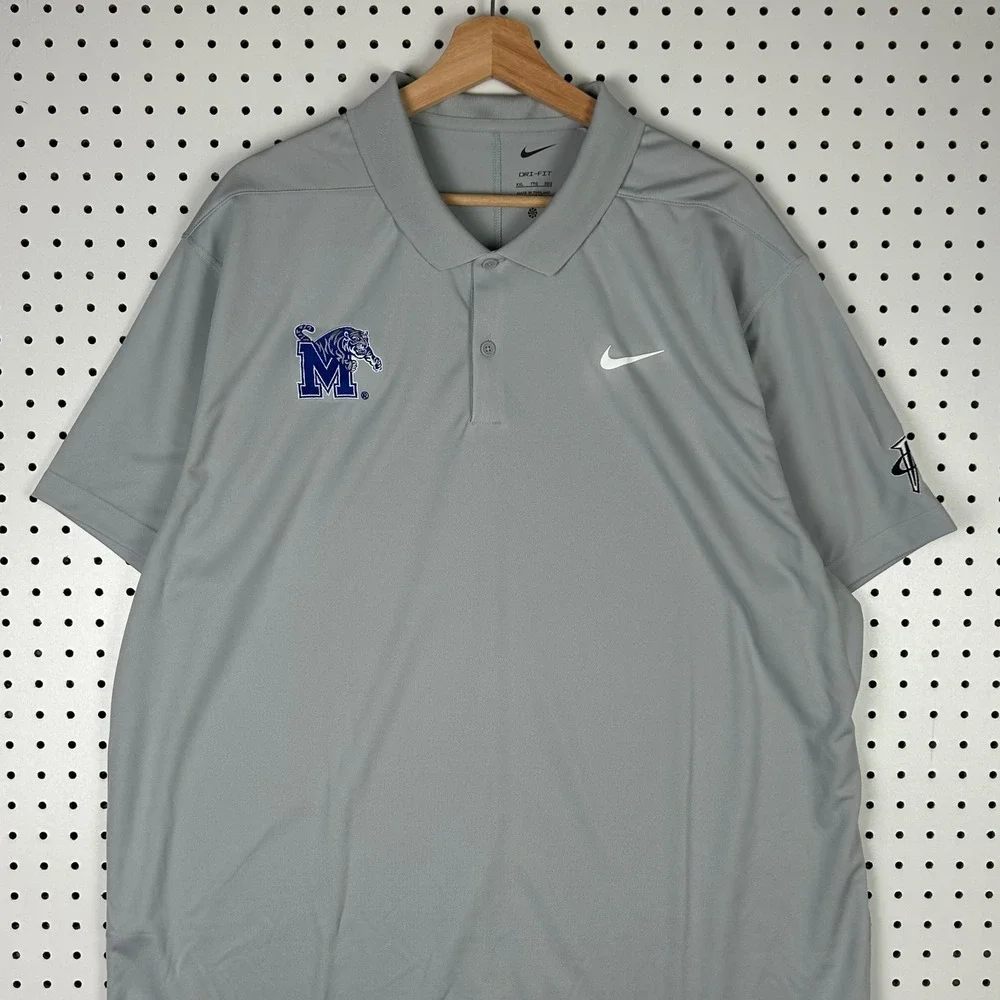 Nike 1‎ Cent Memphis Tigers Penny Hardaway Dri-Fit Polo XXL Shirt Gray PE Swoosh